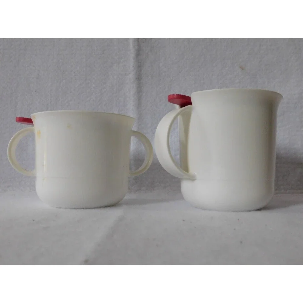 Tupperware SUGAR & CREAMER Set White with Pink Lids